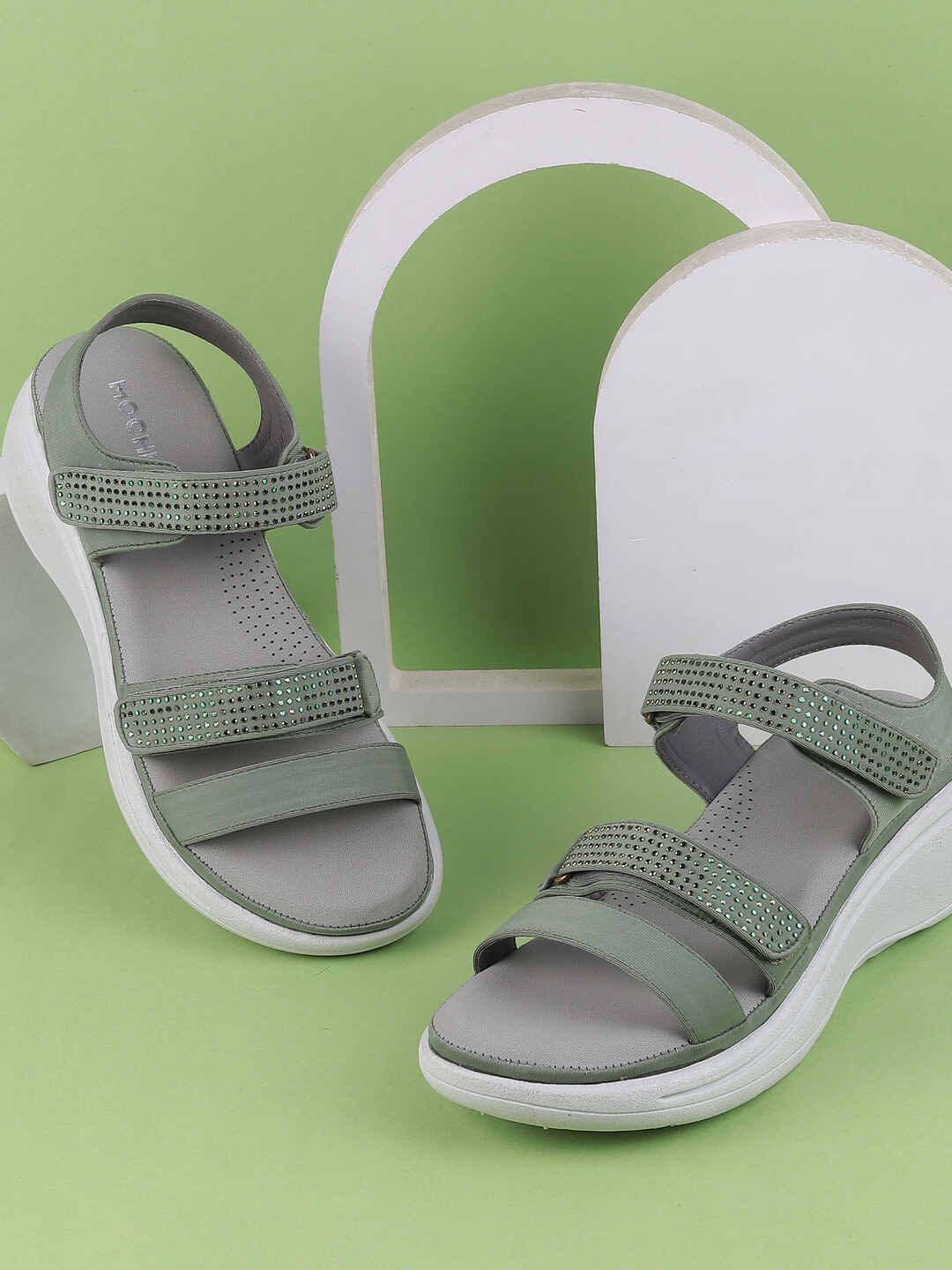 

Mochi Women Embellished Comfort Sandals, Green