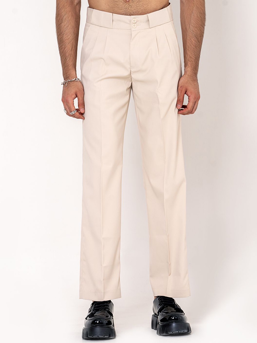 

Tistabene Men Double Pleated Korean Trousers, Cream