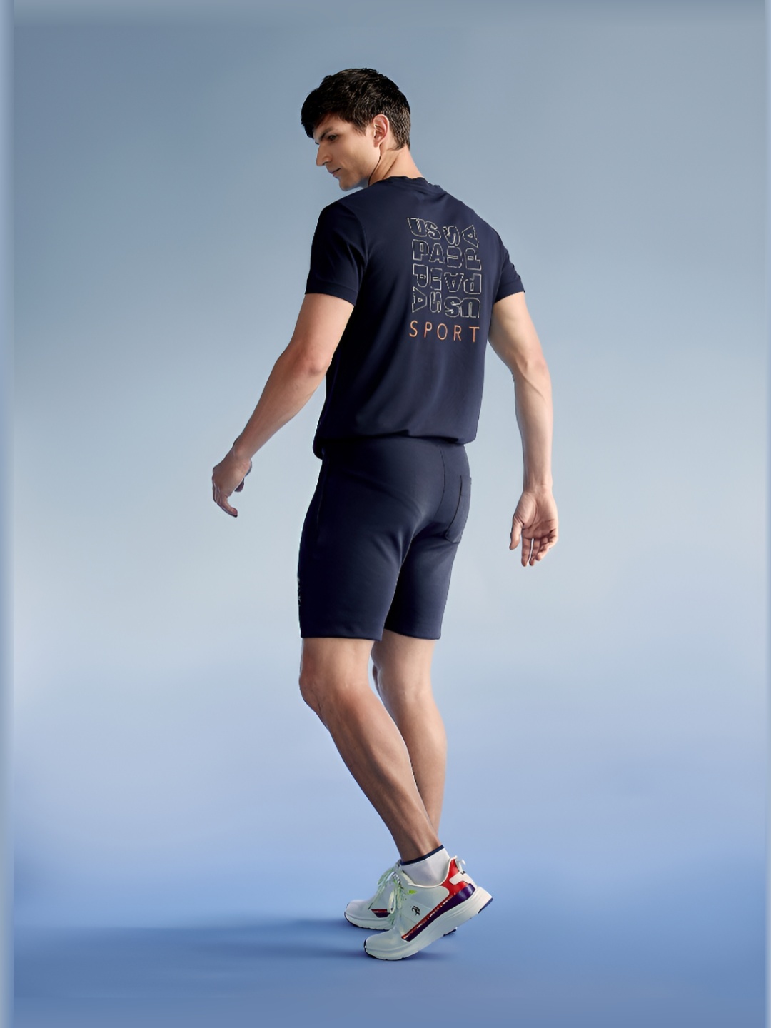 

U.S. Polo Assn. Men Typography Printed Round Neck Slim Fit T-Shirt, Blue