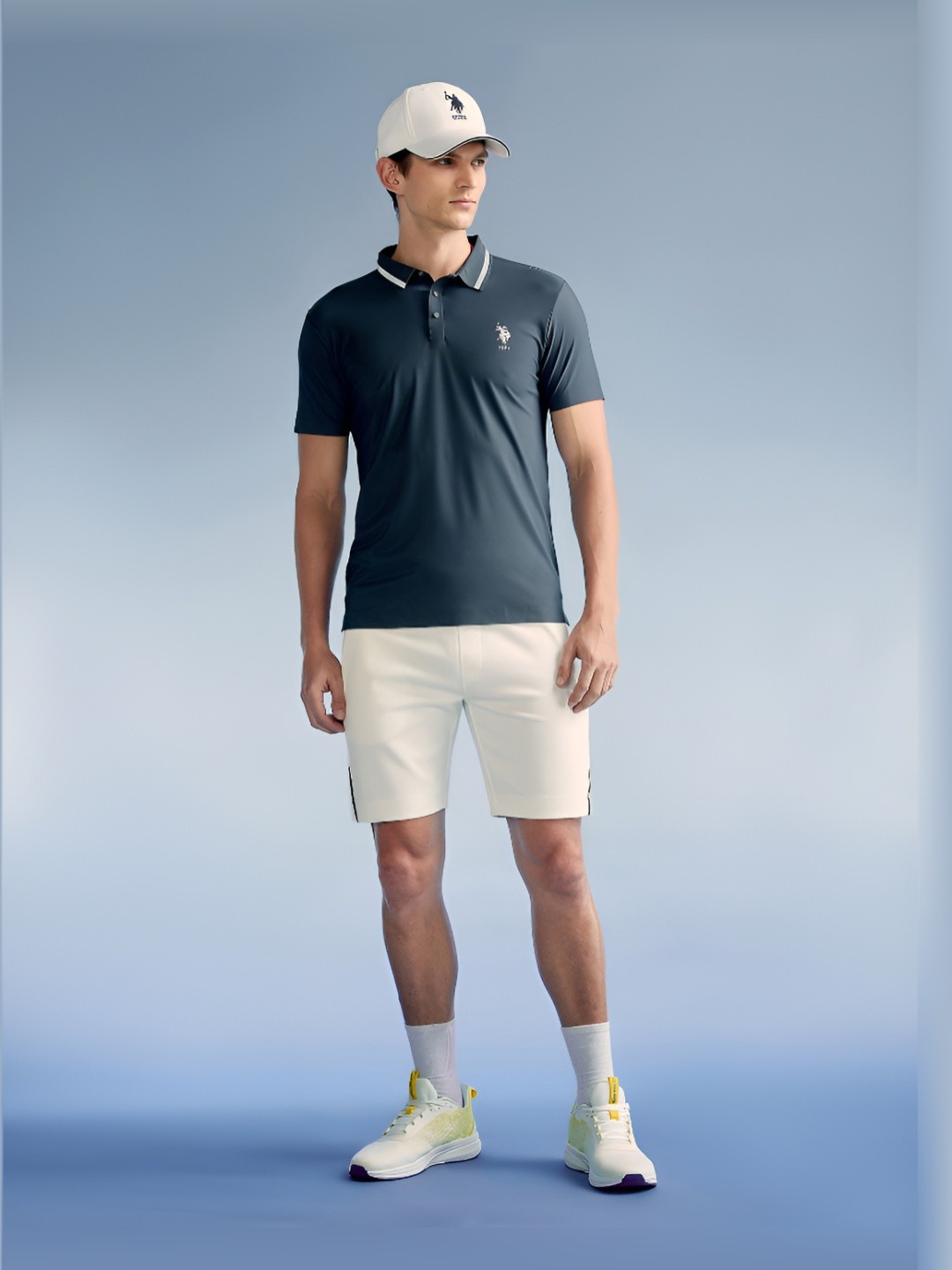 

U.S. Polo Assn. Men Solid Polo Collar Slim Fit T-Shirt, Blue