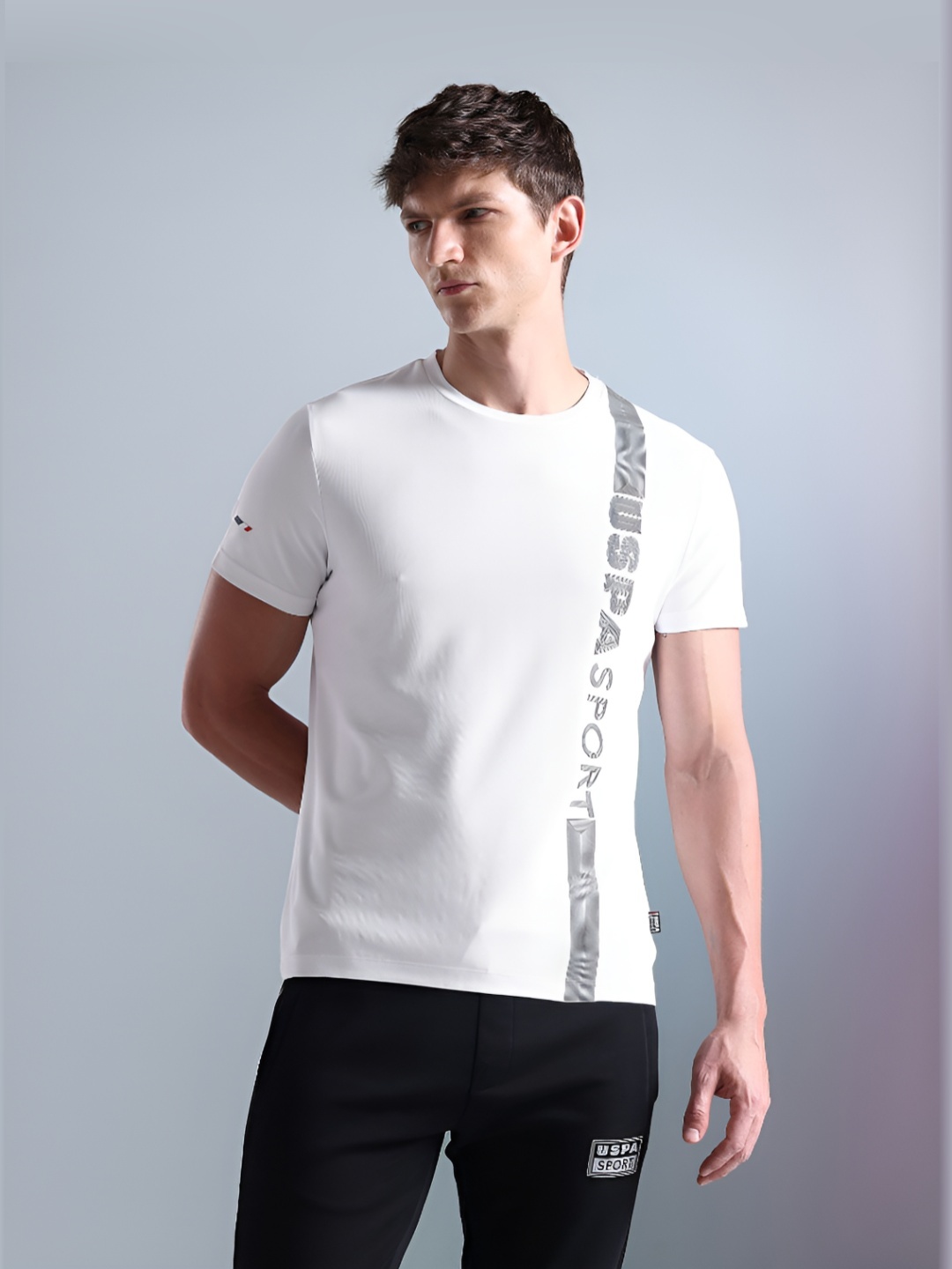 

U.S. Polo Assn. Men Typography Printed Round Neck Slim Fit T-Shirt, White