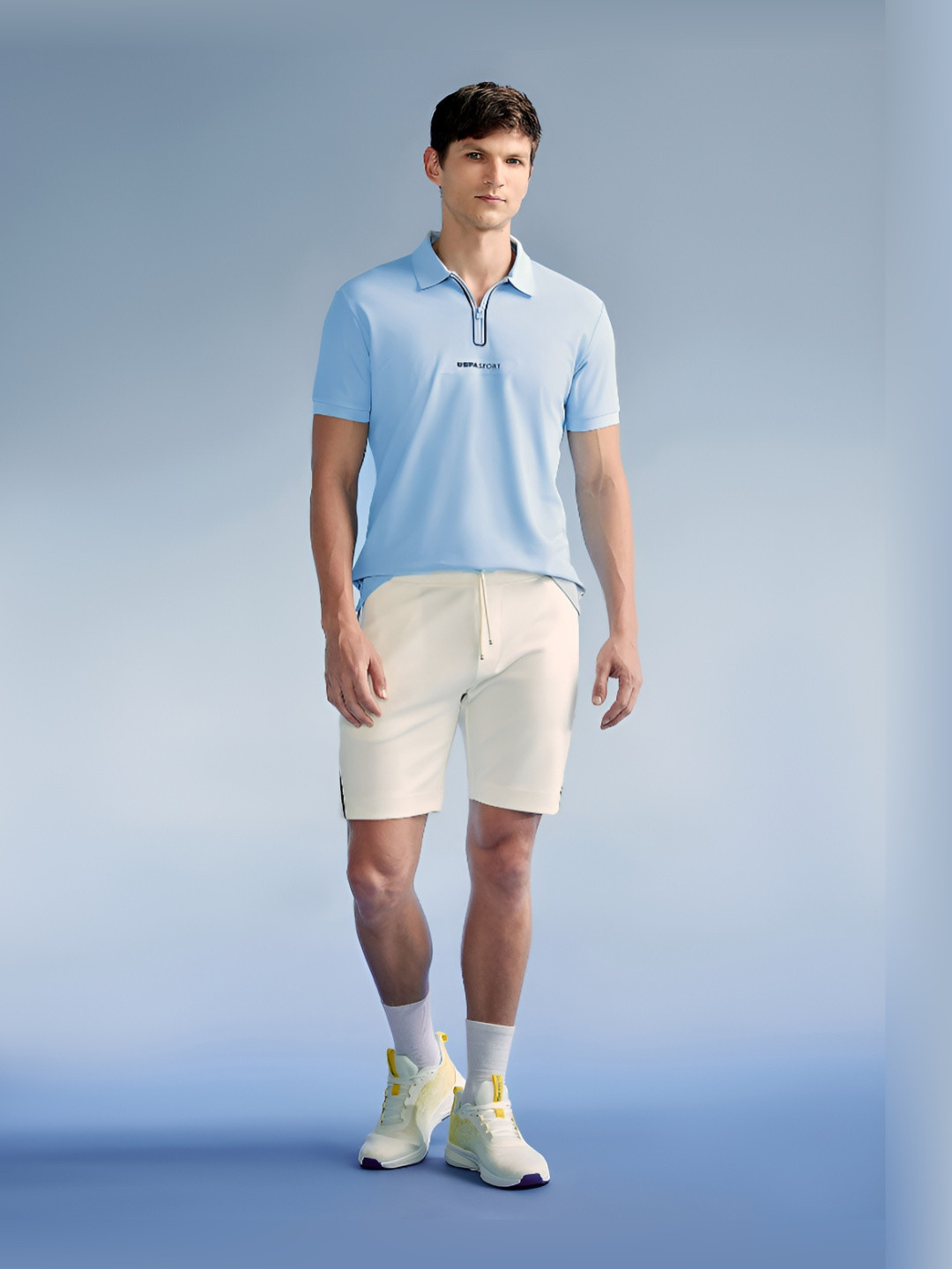 

U.S. Polo Assn. Men Typography Printed Polo Collar Slim Fit T-Shirt, Blue