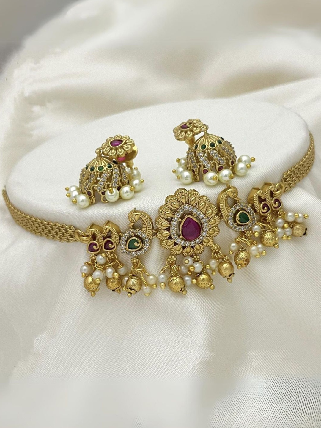 

Adc fashions Gold-Plated Brass Stone Studded & Beaded Necklace