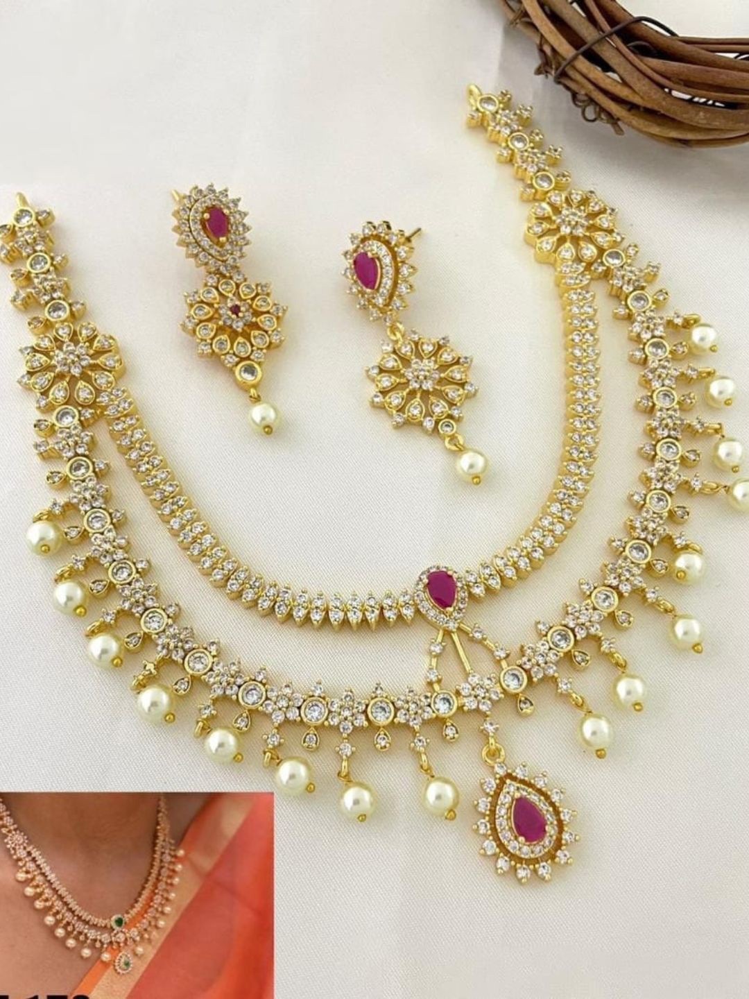 

Adc fashions Gold-Plated Stone-Studded & Beaded Jewellery Set