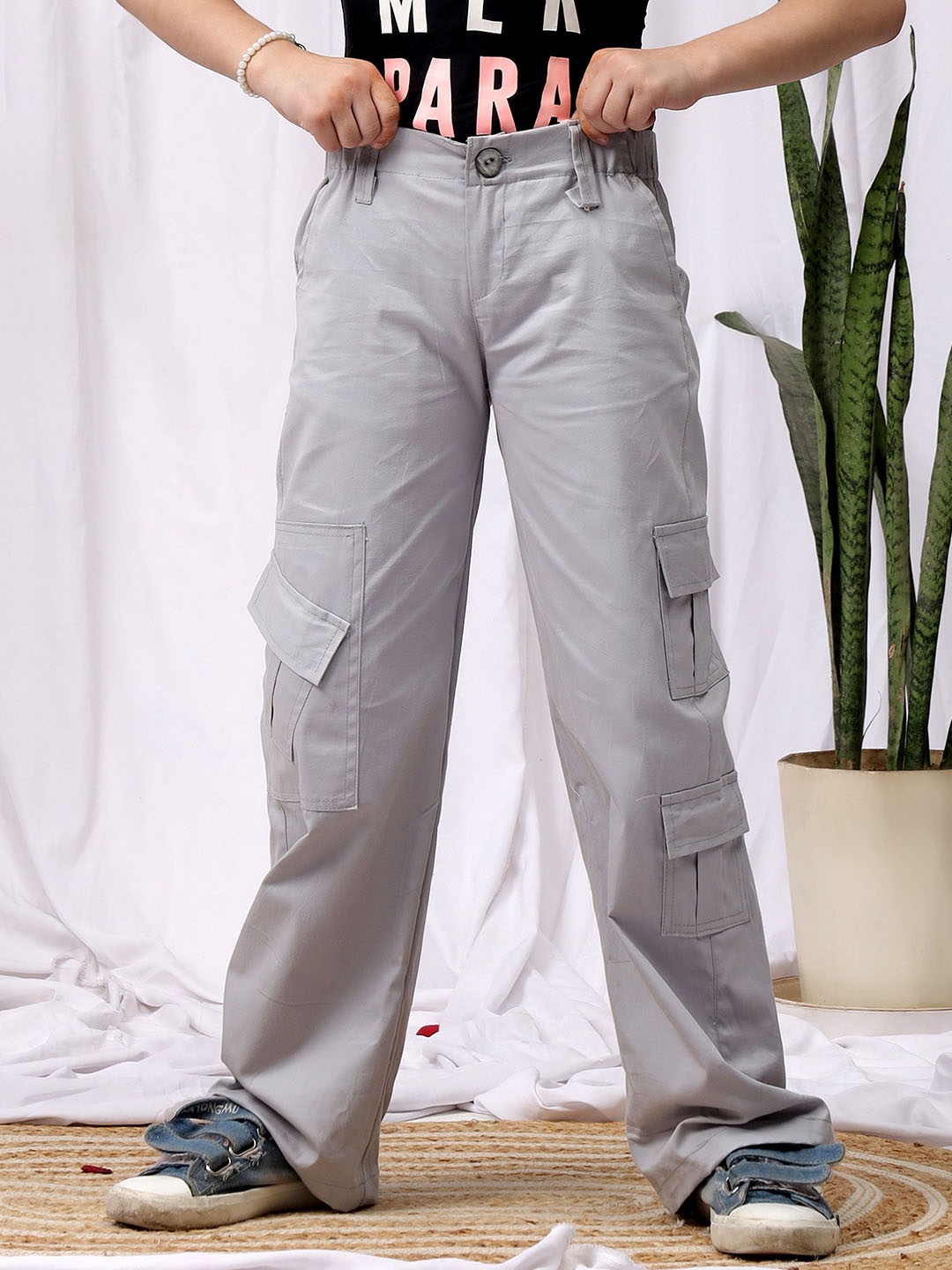 

NEUDIS Girls Cargo Trousers, Grey