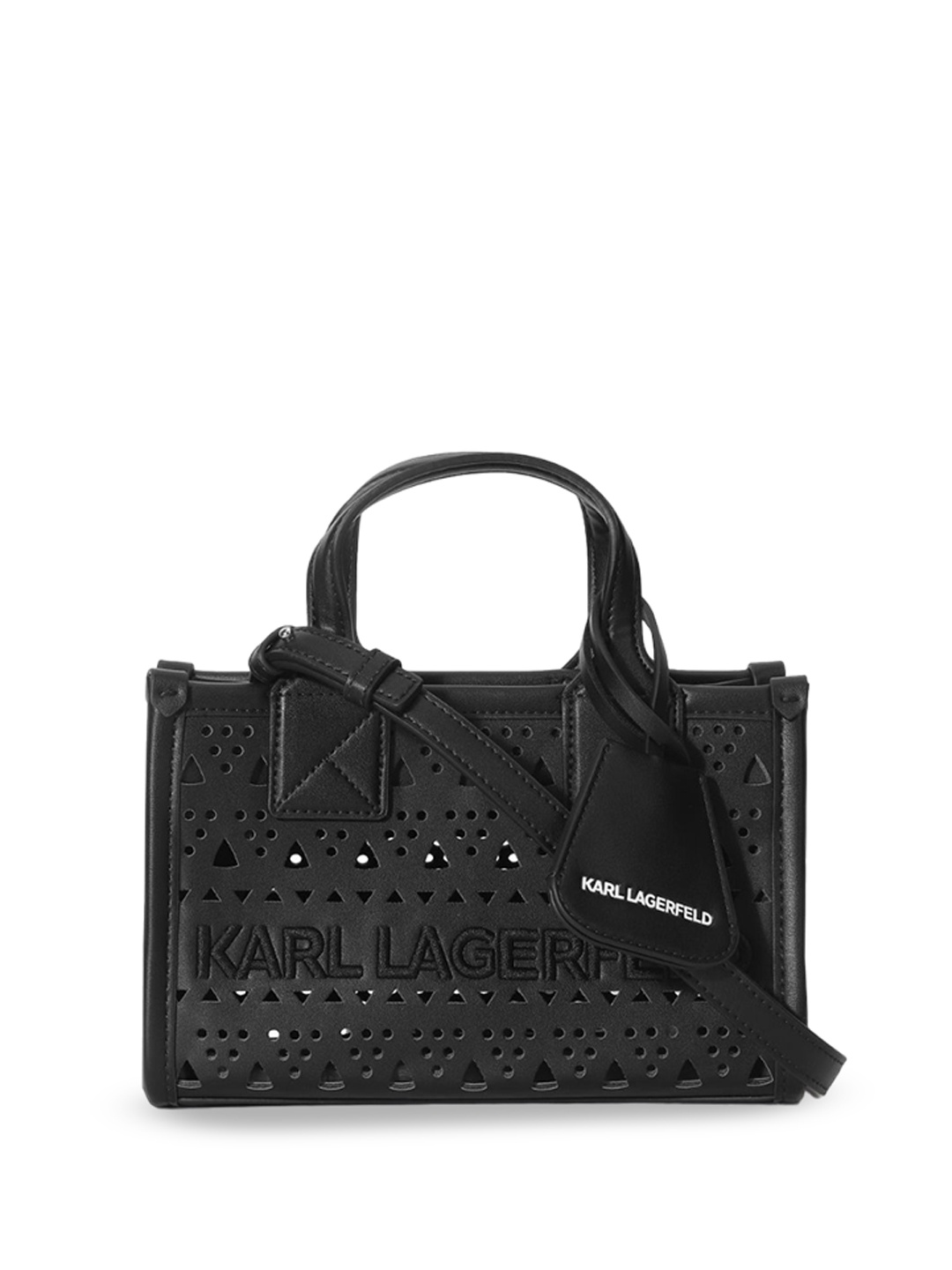 

Karl Lagerfeld Women Solid PU Structured Handheld Bag, Black