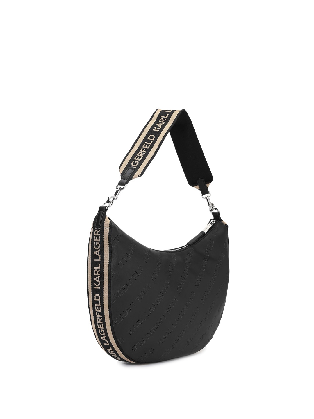 

Karl Lagerfeld PU Half Moon Hobo Bag with Quilted, Black