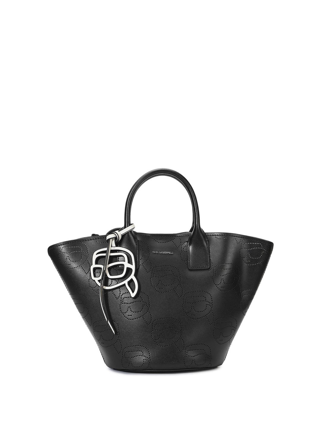 

Karl Lagerfeld Women Shopper Handheld Bag with Cut Work, Black