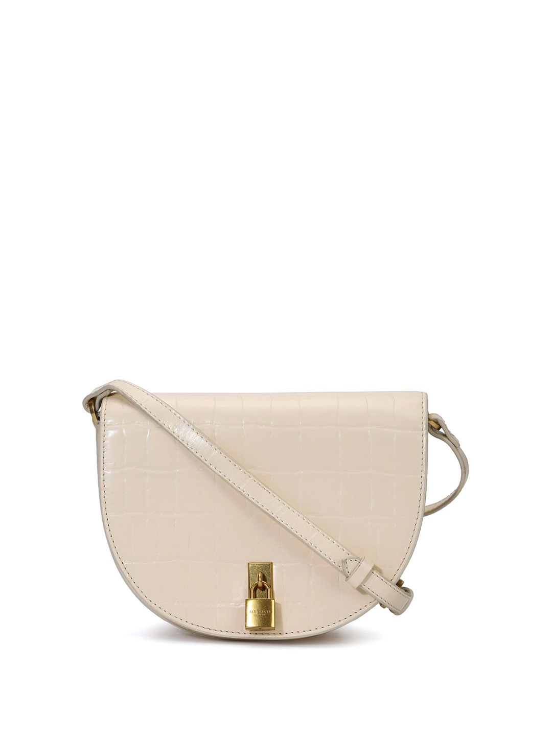 

Ted Baker Women Textured PU Half Moon Sling Bag, Beige