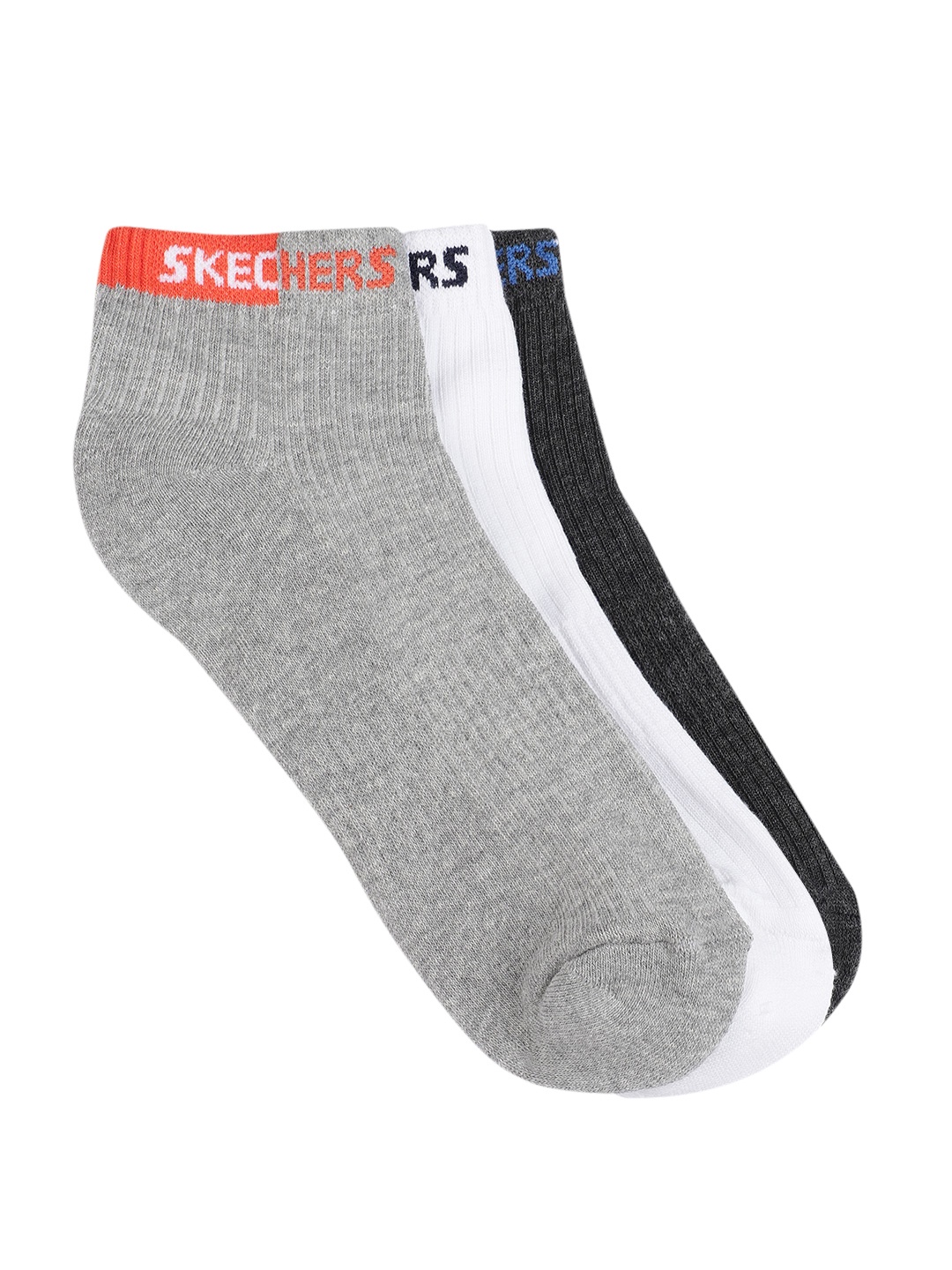 

Skechers Men Set Of 3 Ankle Length Socks, Grey melange