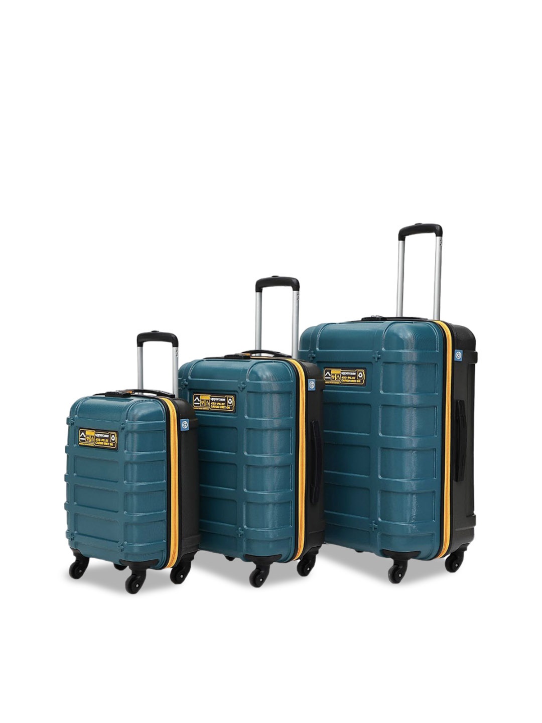 

uppercase Set Of 3 Hard-Sided Medium, Large & Small Trolley Suitcase, Teal
