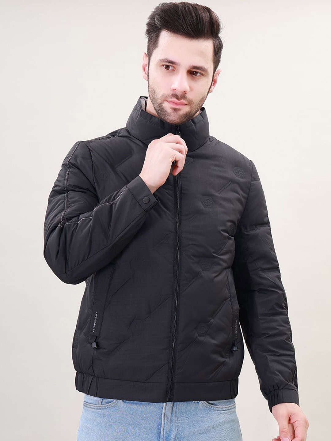 

Camey Men Bomber with Embroidered Jacket, Black