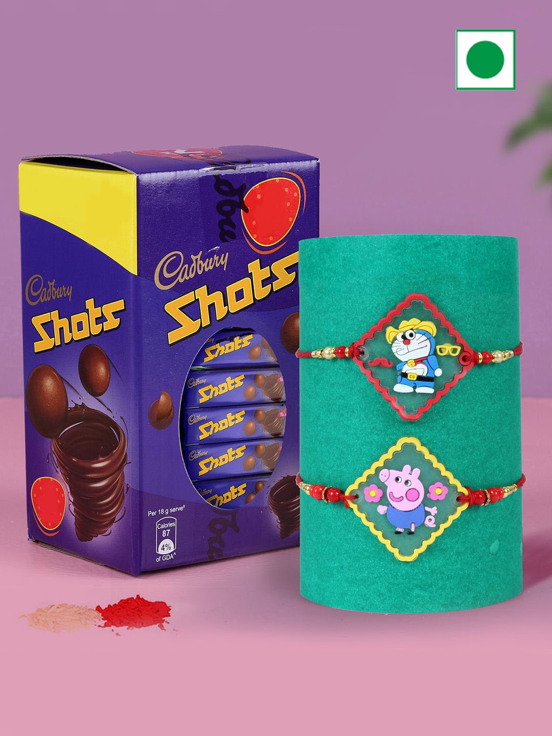 

TIED RIBBONS Kids Set of 2 Peppa Pig Doraemon Rakhi with Chocolate Gifts, Blue