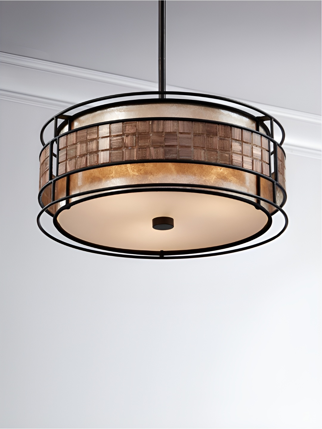 

The Art House Brown & Black Mica Mosaic Drum Pendant Ceiling Lamp