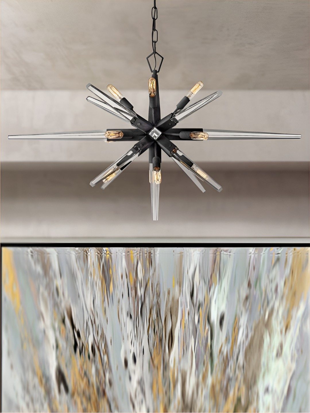 

The Art House Black & Transparent Textured Abstract Shaped Aluminium Ceiling Lamp
