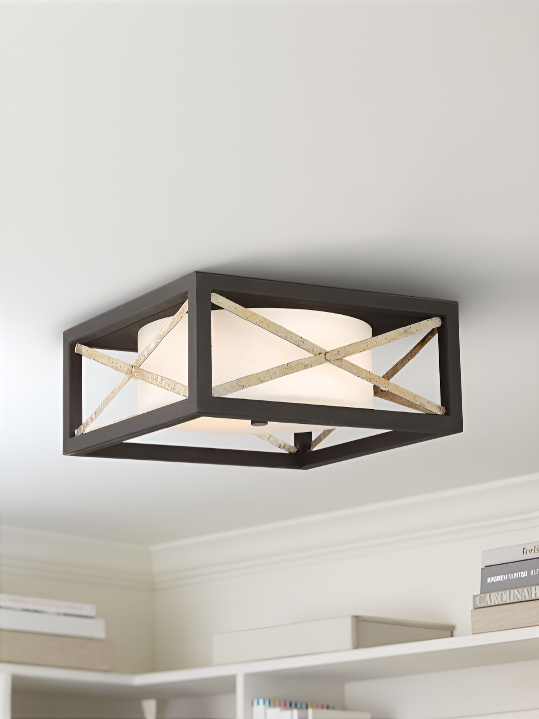 

The Art House Black & White Textured Square Ceiling Lamp