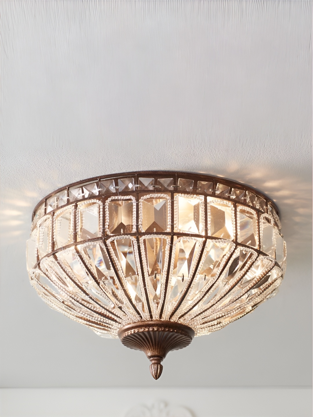 

The Art House Gold-Toned & White Textured Mocha and Crystal Ceiling Light