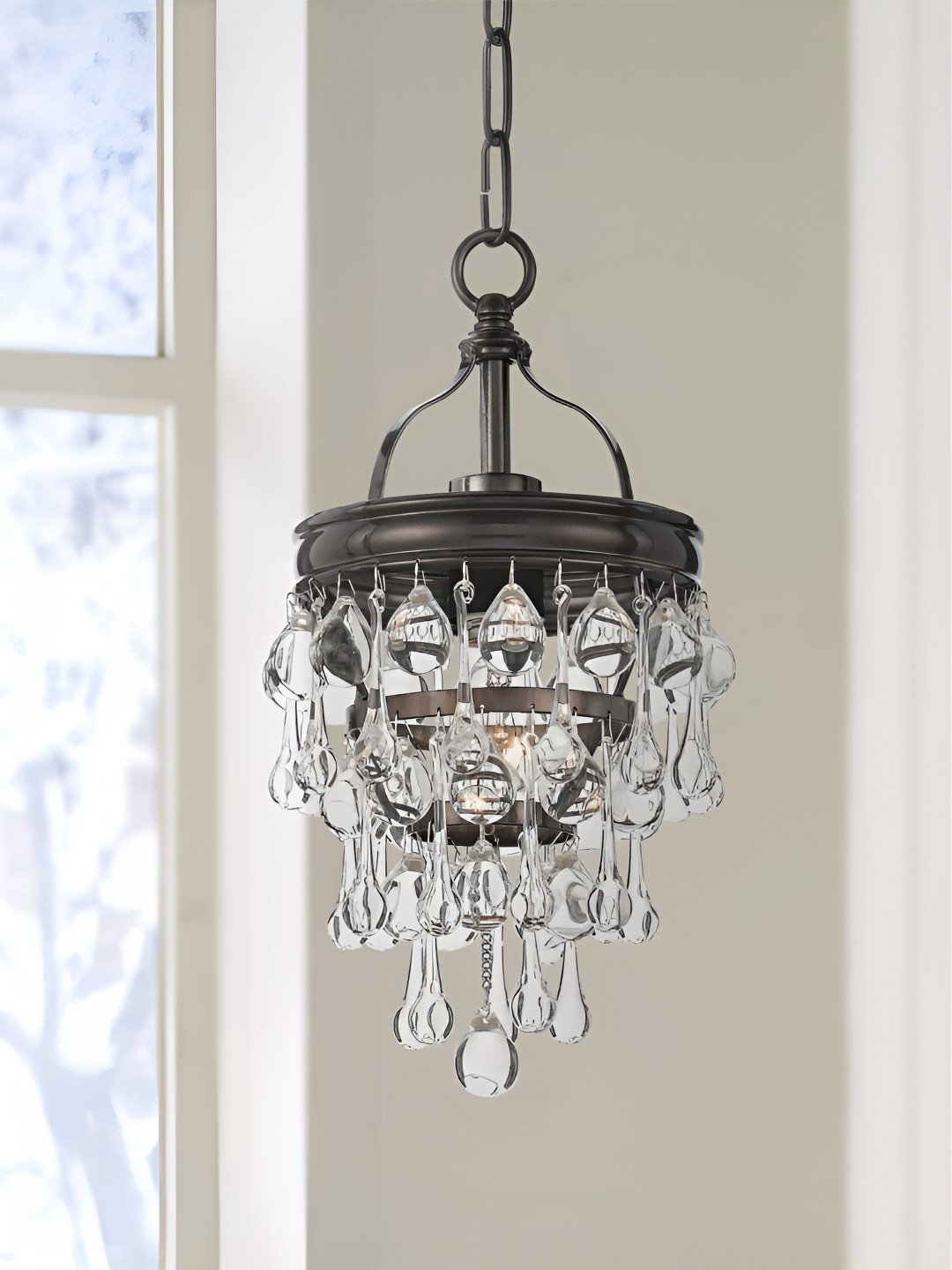 

The Art House Transparent & Black Vibrant Bronze and Crystal Mini Chandelier Ceiling Lamp