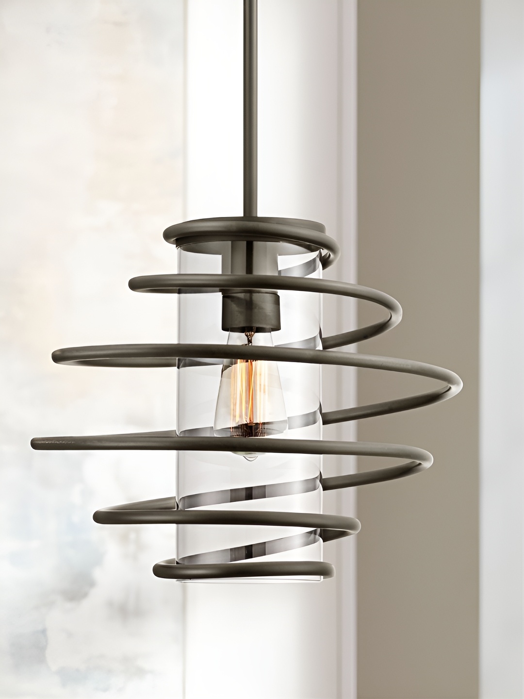 

The Art House Black & Transparent Aluminium Spiral Pendant Ceiling Lamp