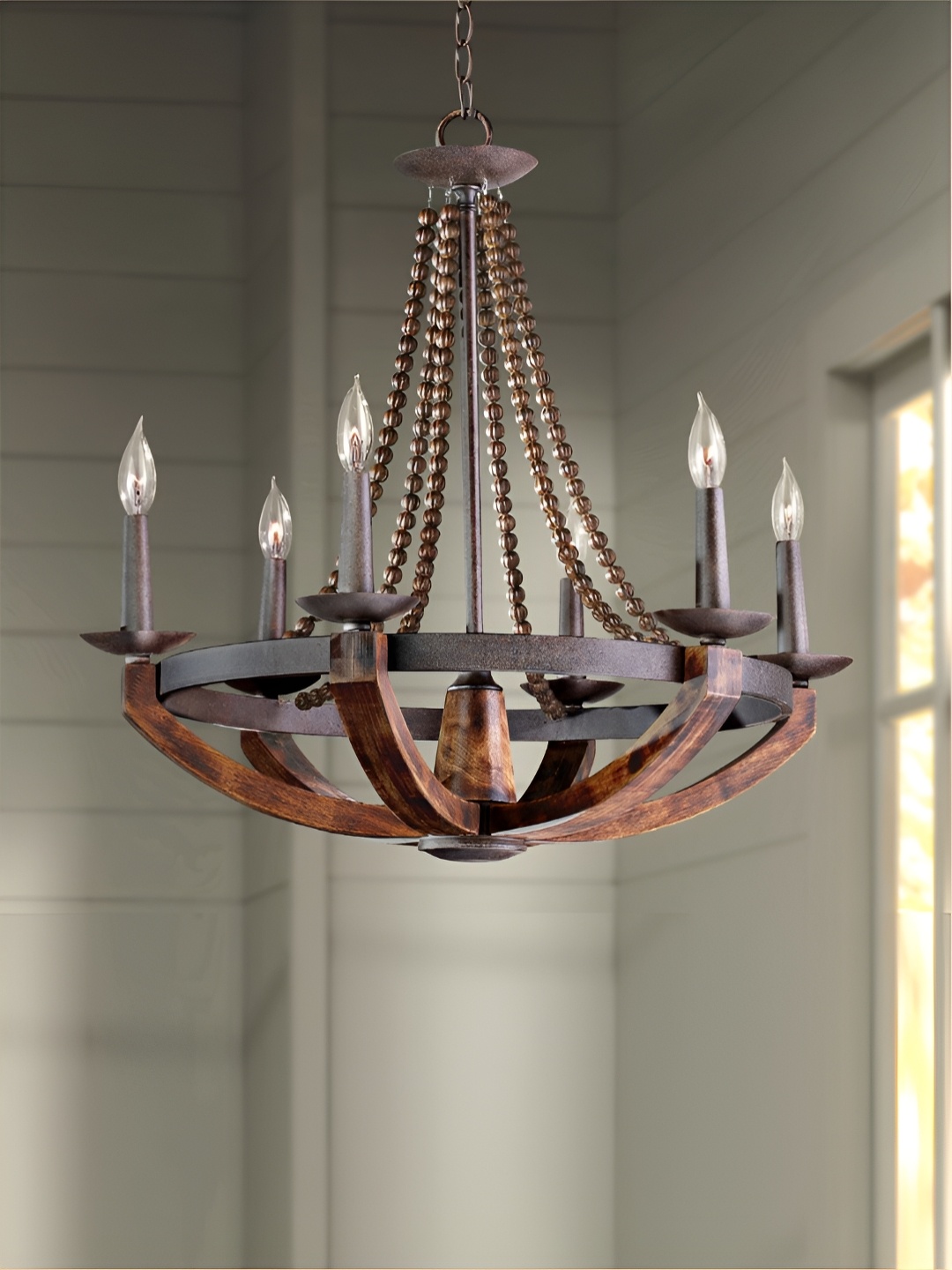 

The Art House Brown Textured Aluminium 6-Light Chandelier Ceiling Lamp