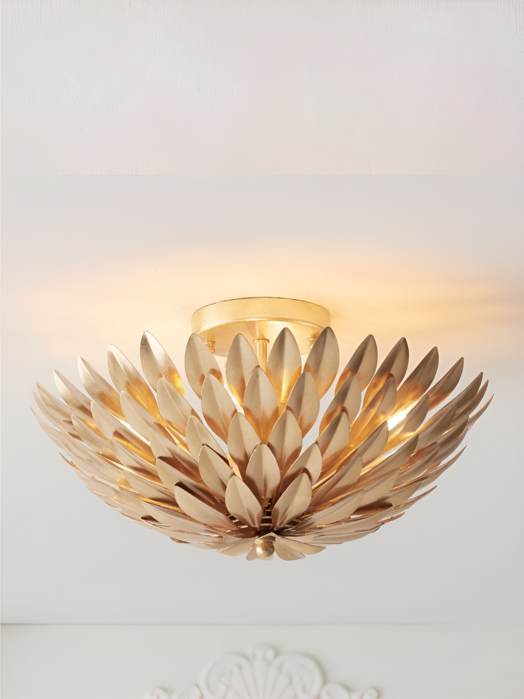 

The Art House Gold-Toned Textured Aluminium Traditional Ceiling Lamp