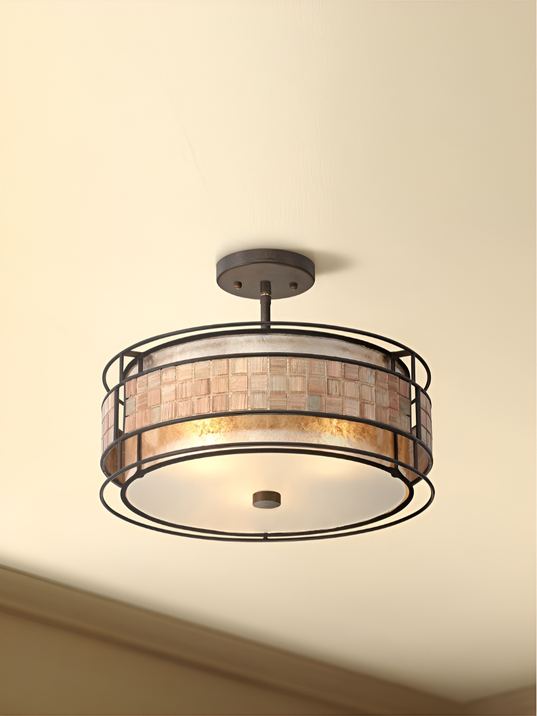 

The Art House Gold Toned & Black Textured Aluminium Spherical Ceiling Lamp