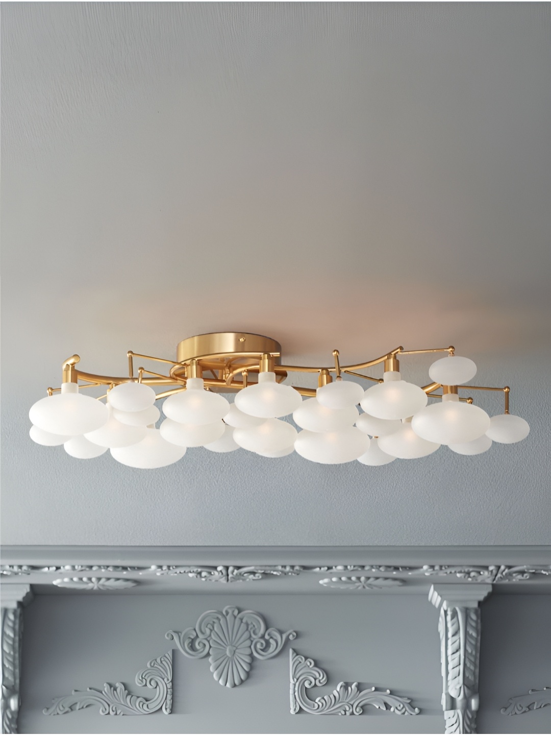 

The Art House White & Gold Toned Aluminium Spherical Ceiling Lamp