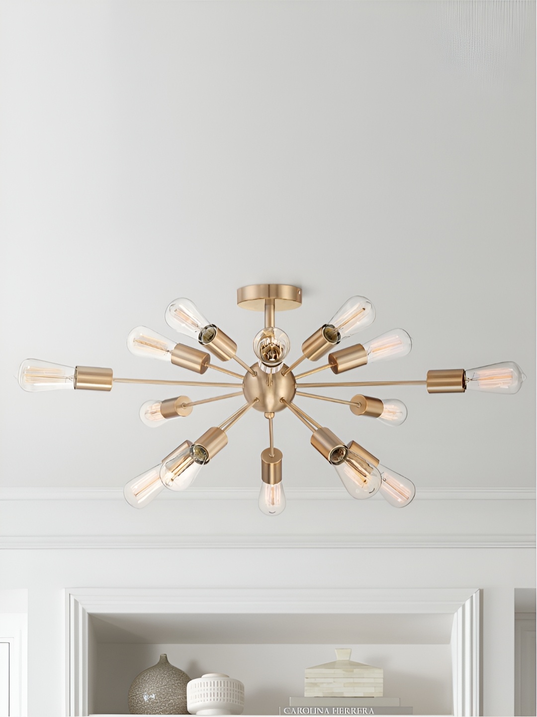 

The Art House Gold-Toned & Transparent Textured Abstract Shaped Aluminium Ceiling Lamp