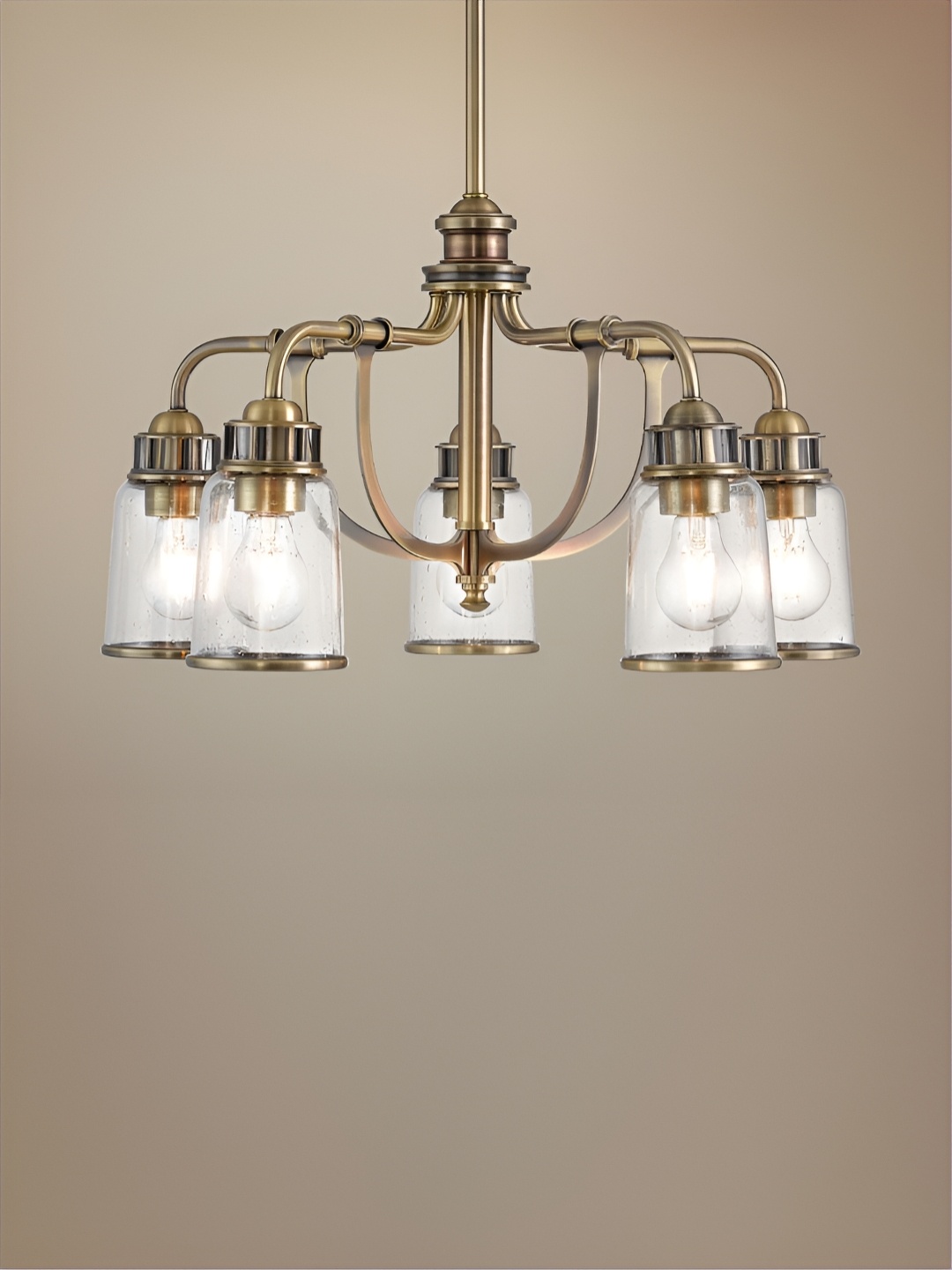 

The Art House Gold-Toned & Transparent Dinette Chandelier Ceiling Lamp