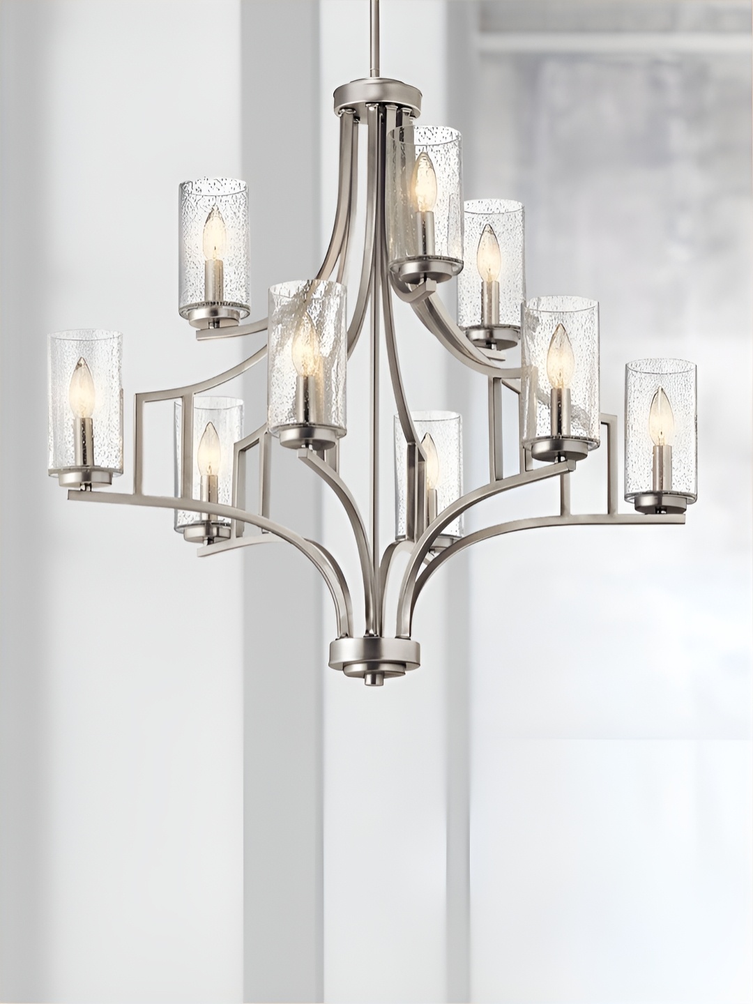 

The Art House Transparent & Steel Textured Abstract Shaped Aluminium Ceiling Lamp
