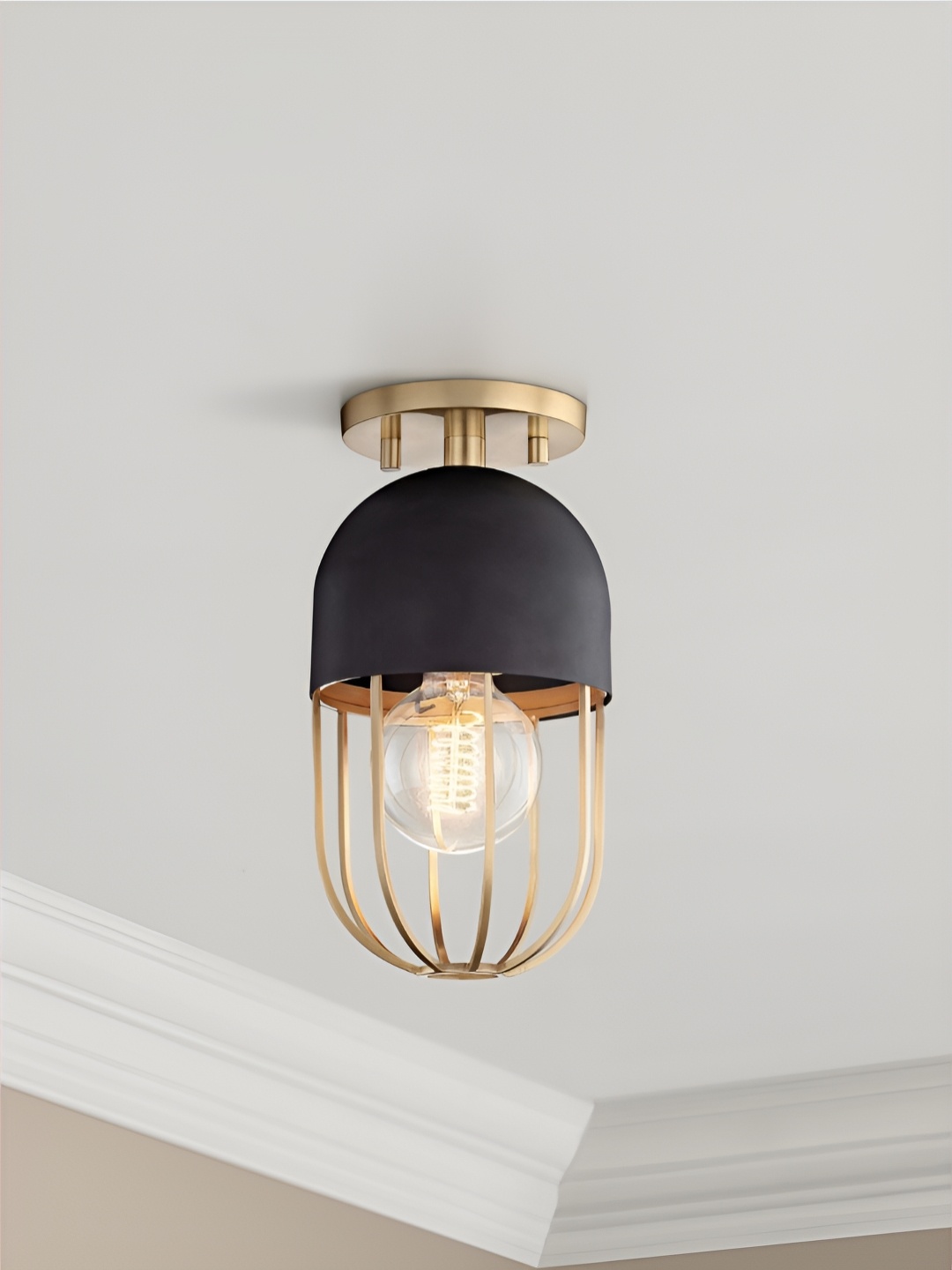 

The Art House Black & Gold-Toned Textured Aluminium Contemporary Ceiling Lamp