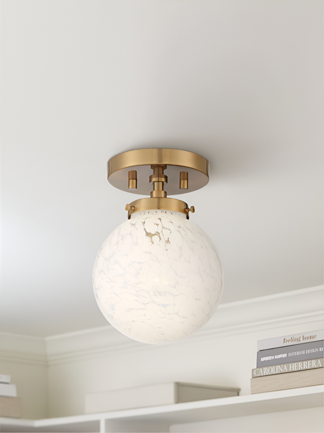 

The Art House Gold-Toned & White Textured Aluminium Ceiling Lamp