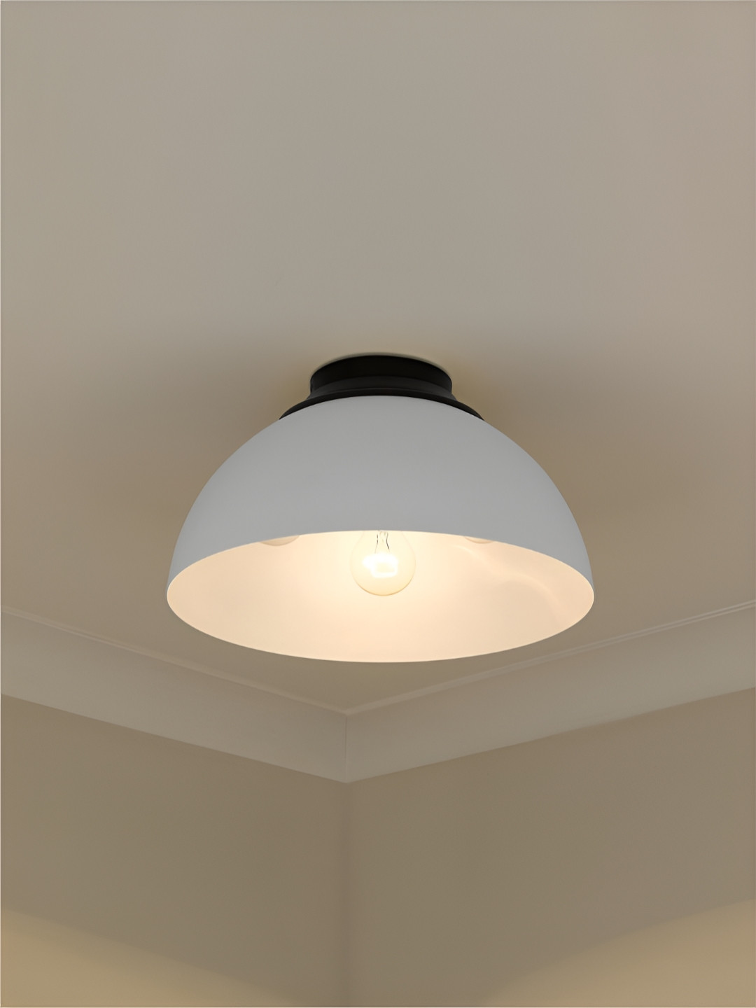 

The Art House White & Black Aluminium Semi-Sphere Shaped Ceiling Lamp