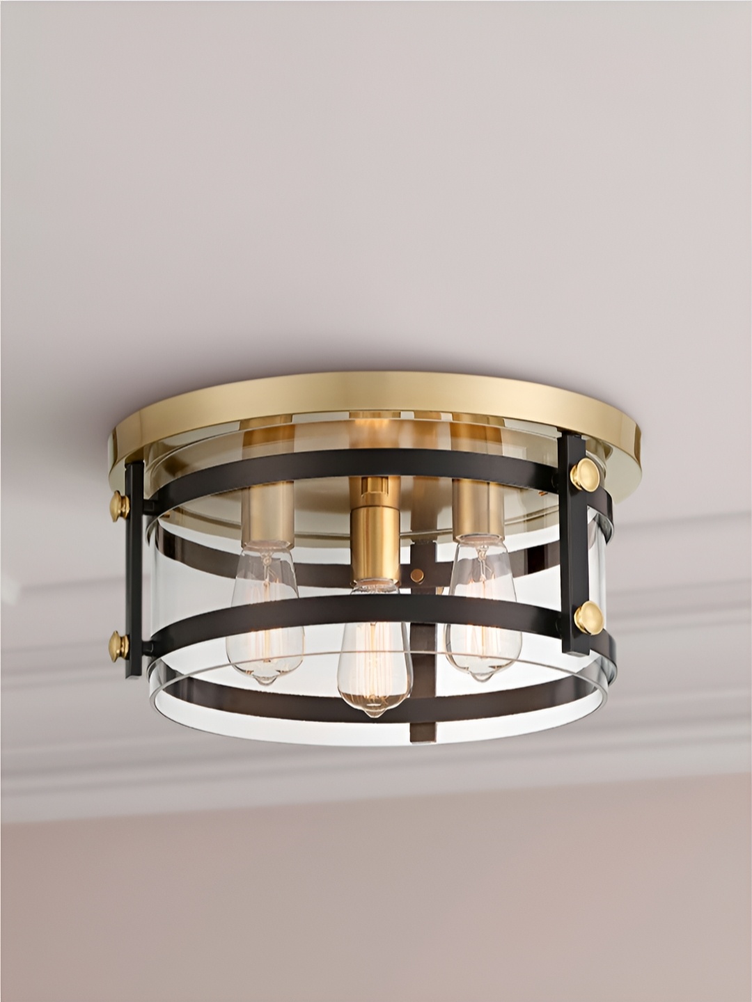 

The Art House Black & Transparent Aluminium Traditional Ceiling Lamp