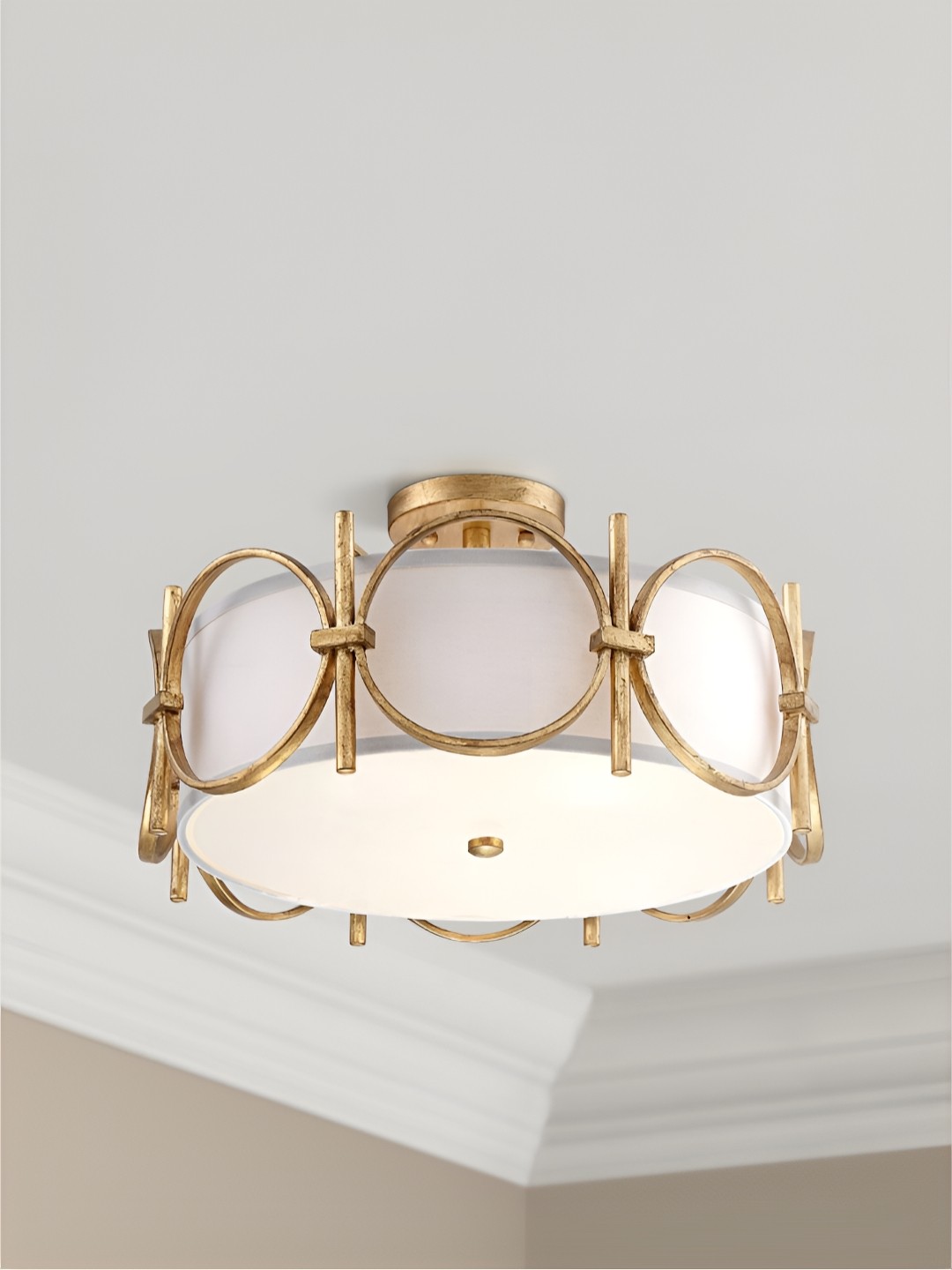

The Art House Gold-Toned & White Textured Aluminium Ceiling Lamp