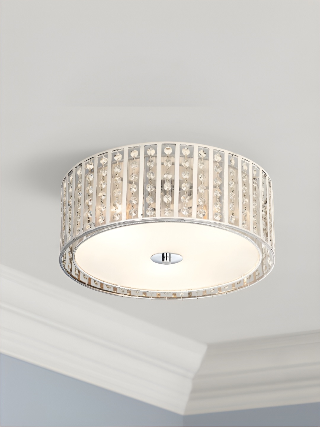 

The Art House White Textured Aluminium Spherical Ceiling Lamp