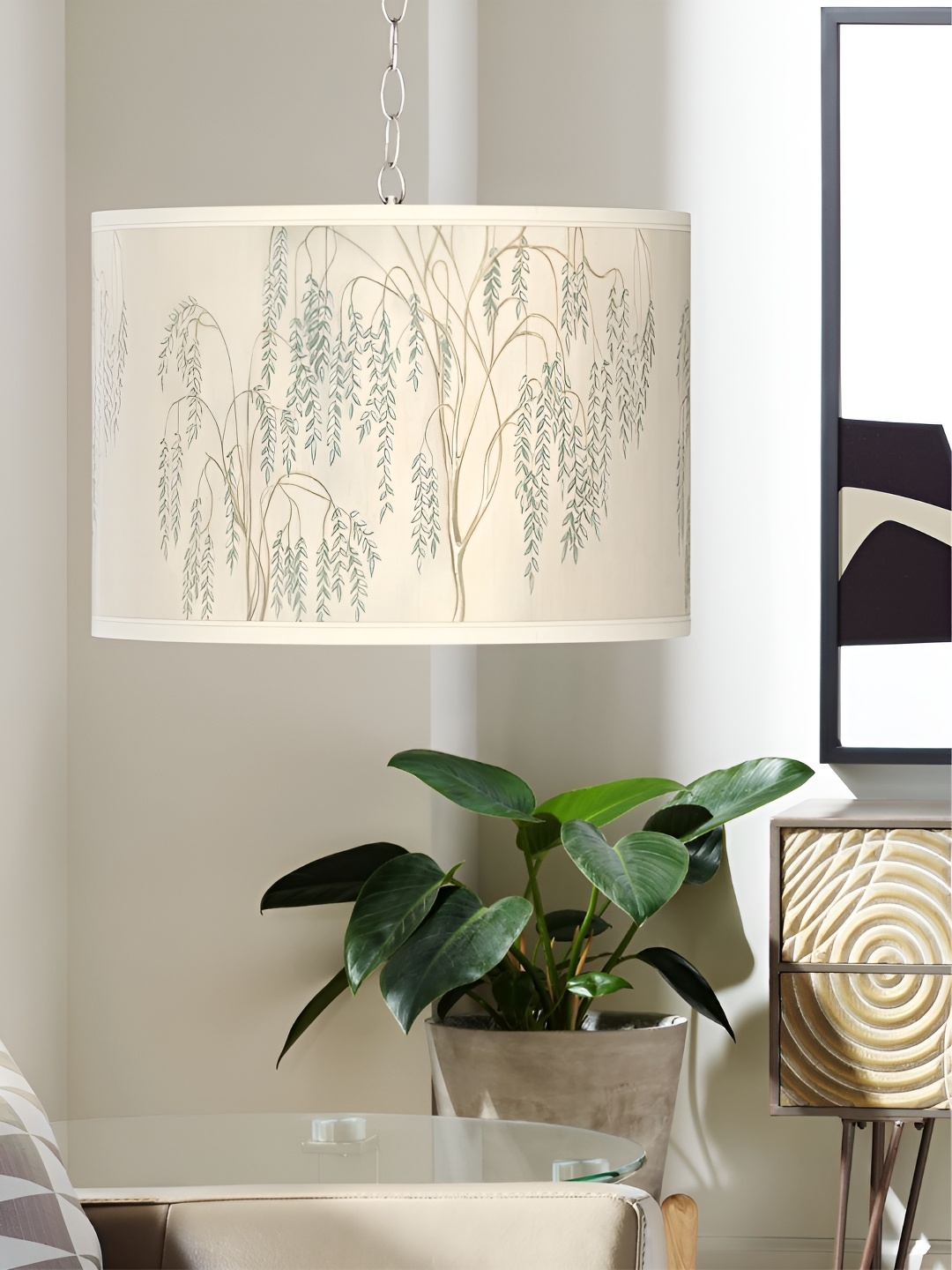 

The Art House White & Green Printed Cylinder Shaped Aluminium Ceiling Lamp