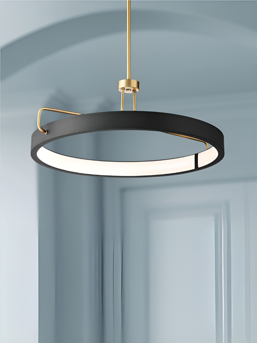 

The Art House Black & Gold Toned Cylinder Shaped Aluminium Ceiling Lamp
