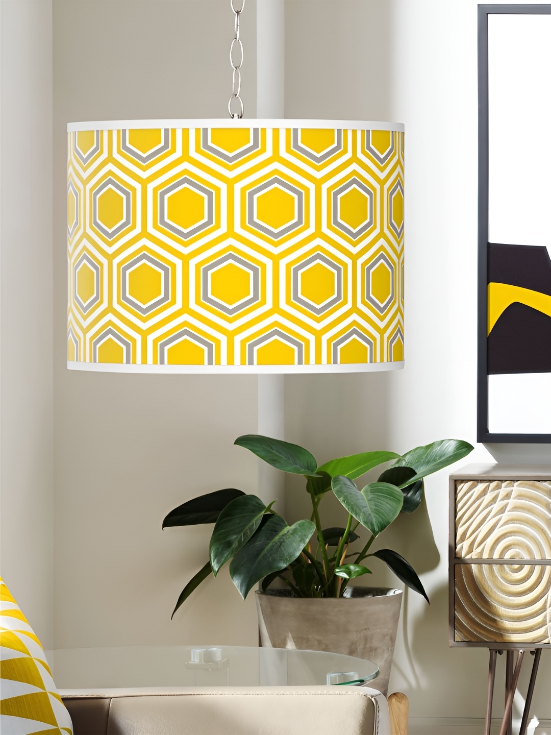 

The Art House White & Yellow Printed Aluminium Contemporary Ceiling Lamp