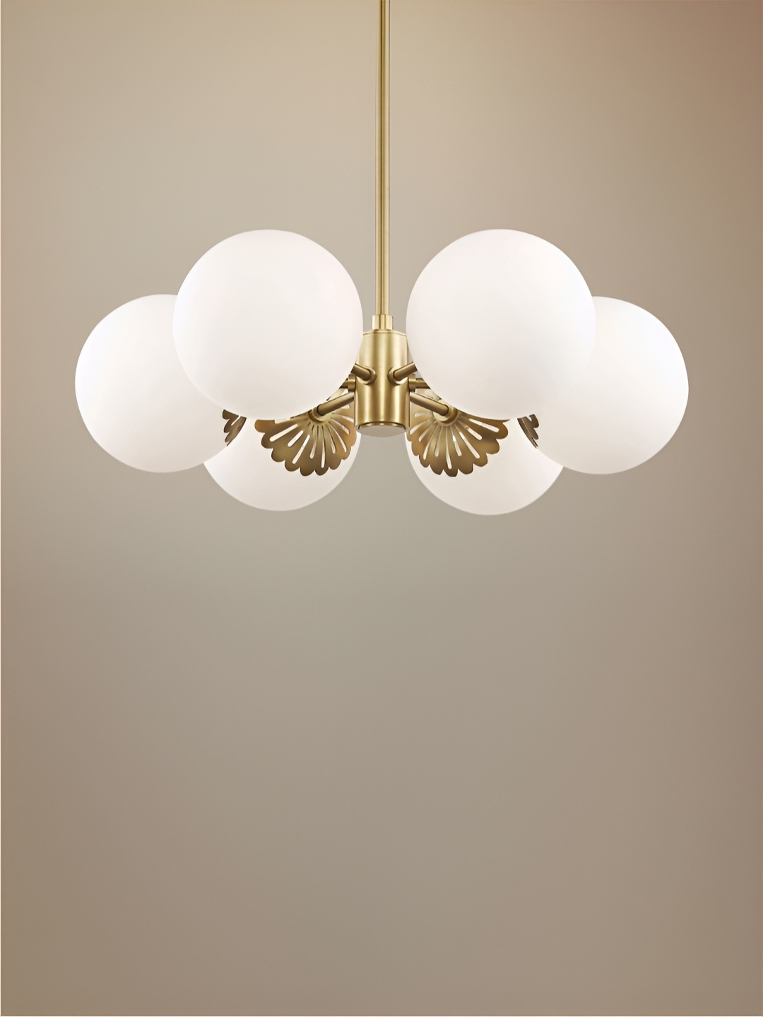 

The Art House White & Gold-Toned Brass 6-Light Chandelier Ceiling Lamp