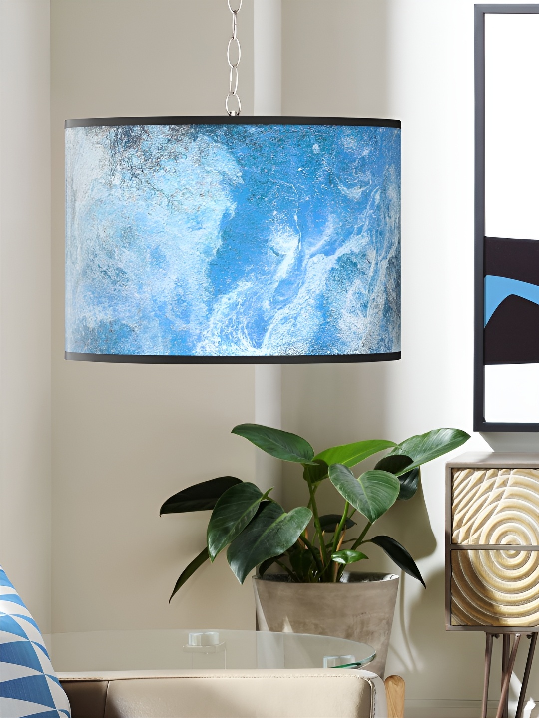 

The Art House White & Blue Printed Aluminium Ceiling Lamp