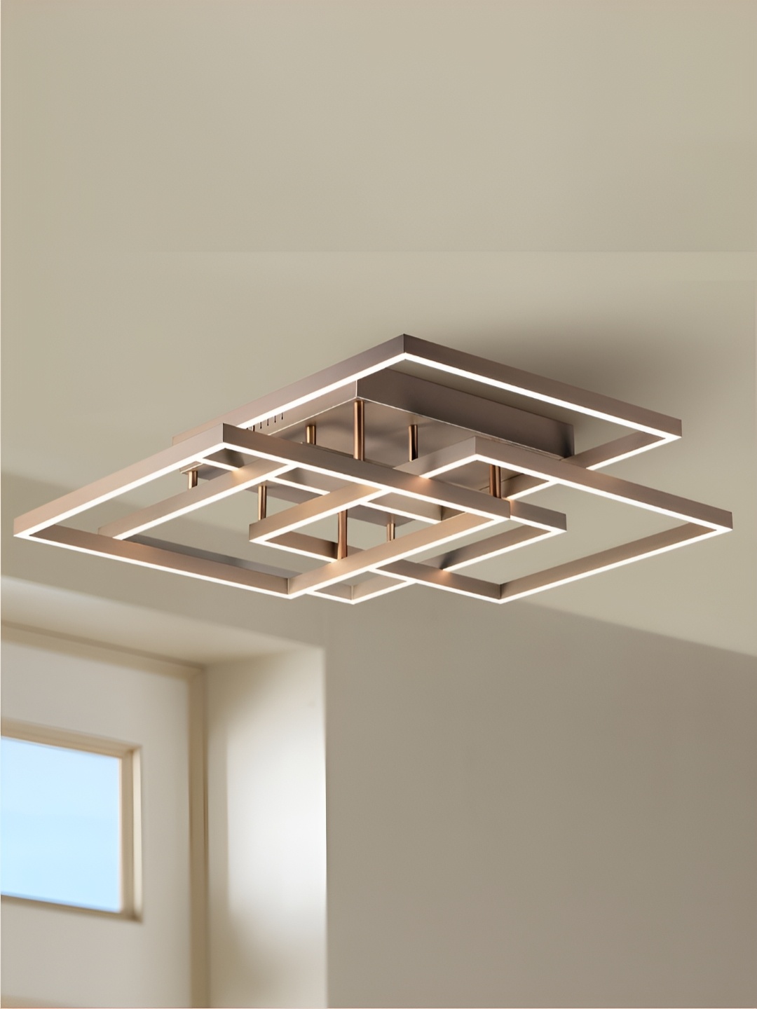 

The Art House Gold-Toned Wide Champagne Geometric Modern LED Ceiling Light