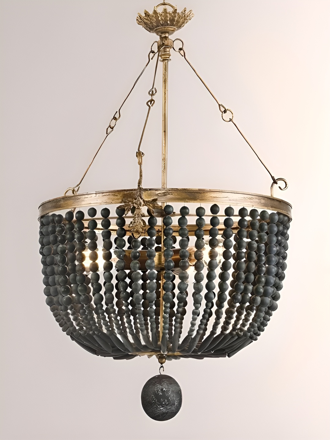 

The Art House Black & Gold-Toned Textured Bead Chandelier Ceiling Lamp