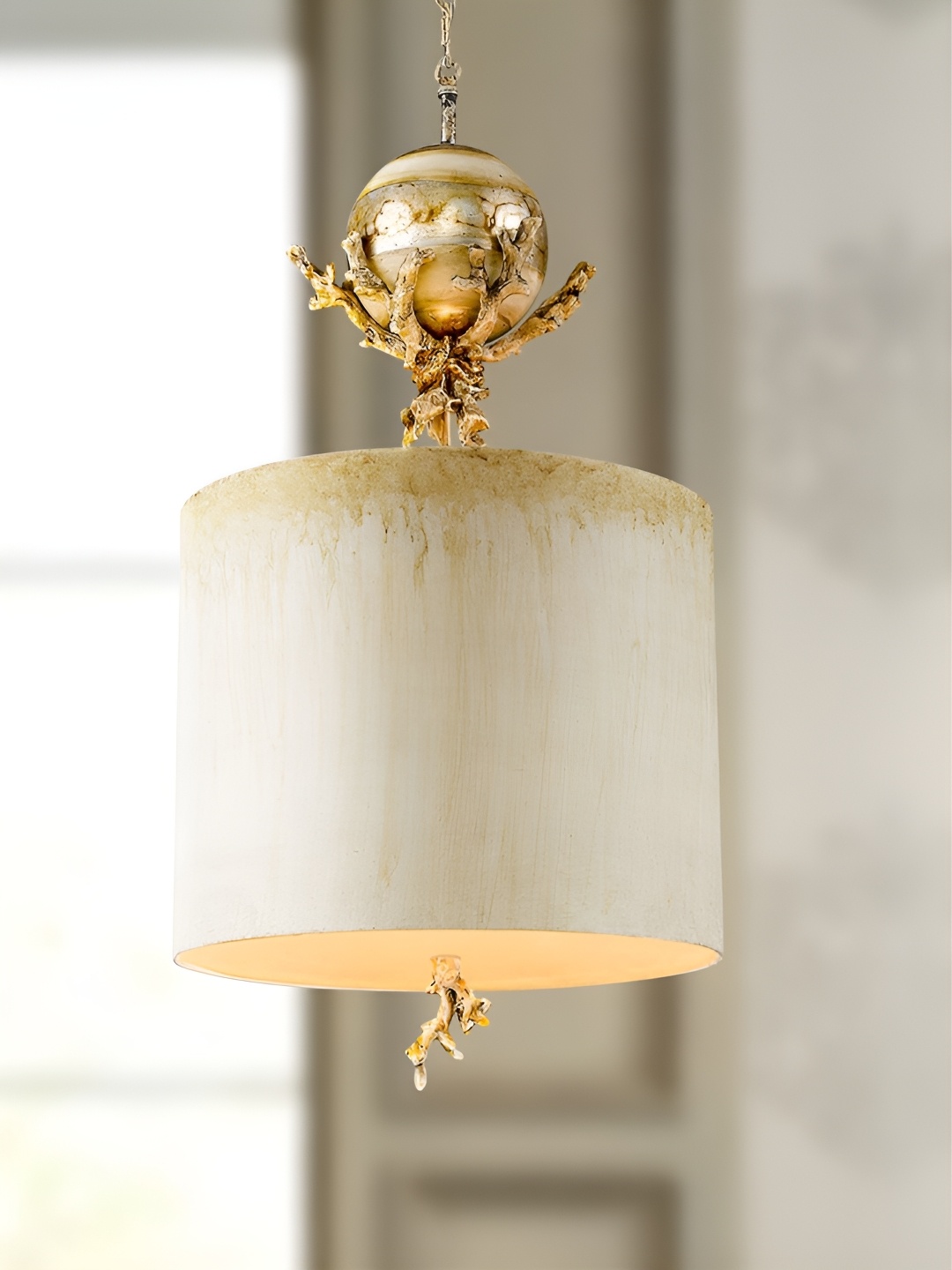 

The Art House White & Gold Toned Aluminium Cylinder Shaped Ceiling Lamp