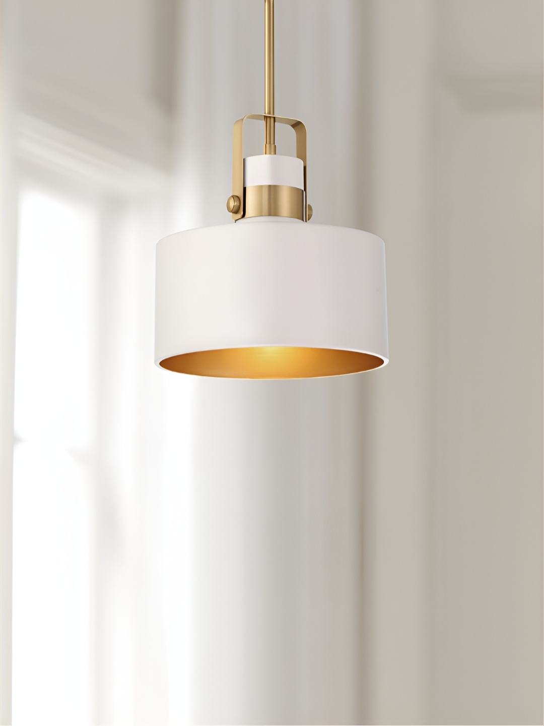 

The Art House Gold Toned & White Aluminium Cylinder Shaped Ceiling Lamp