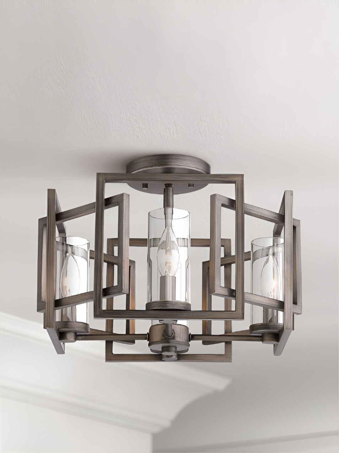 

The Art House Brown & Transparent Aluminium Traditional Ceiling Lamp