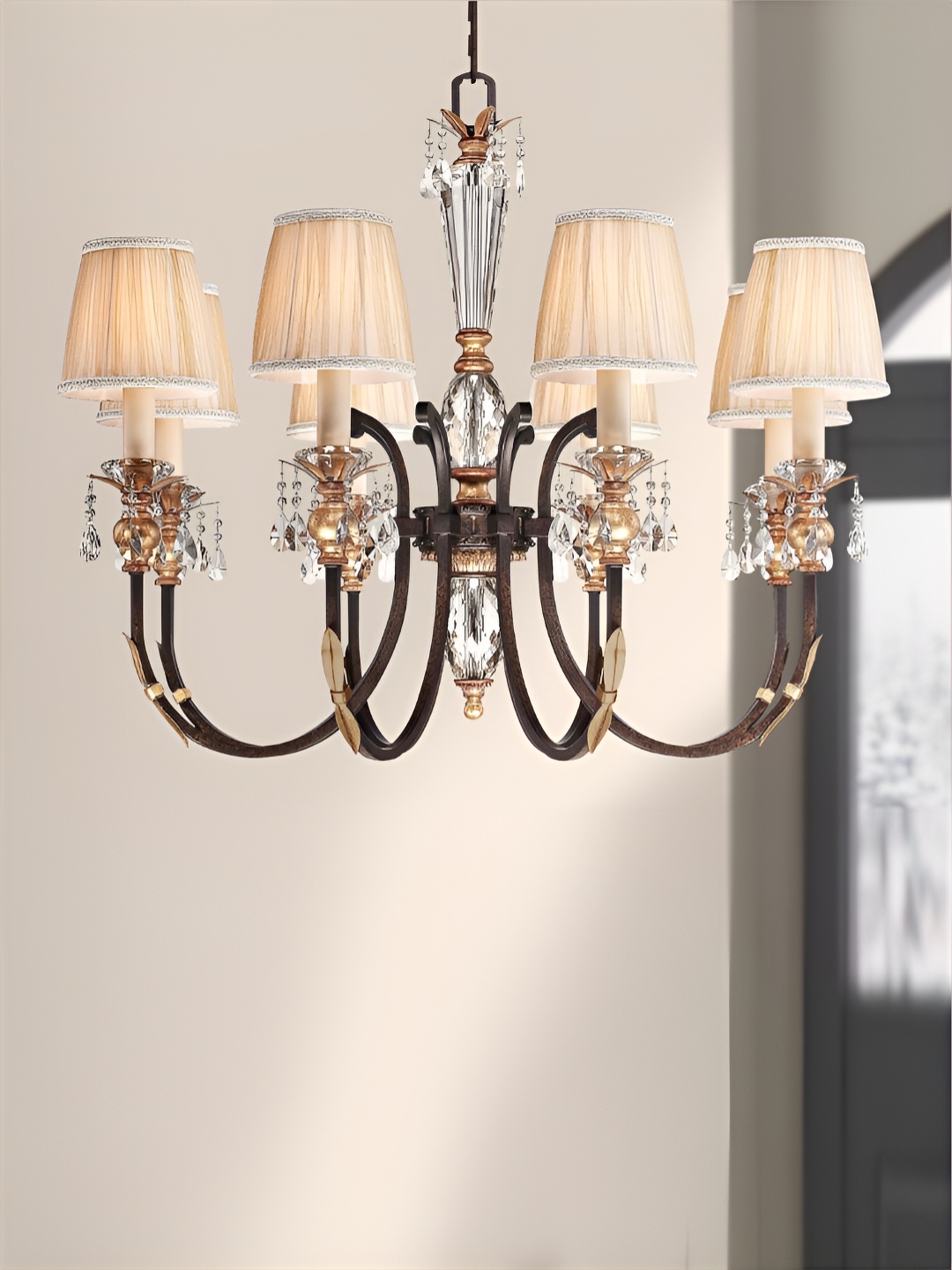 

The Art House Beige & Brown Textured Aluminium Frustum Ceiling Lamp