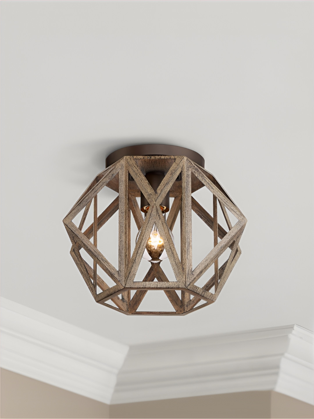 

The Art House Brown Textured Abstract Shaped Aluminium Ceiling Lamp