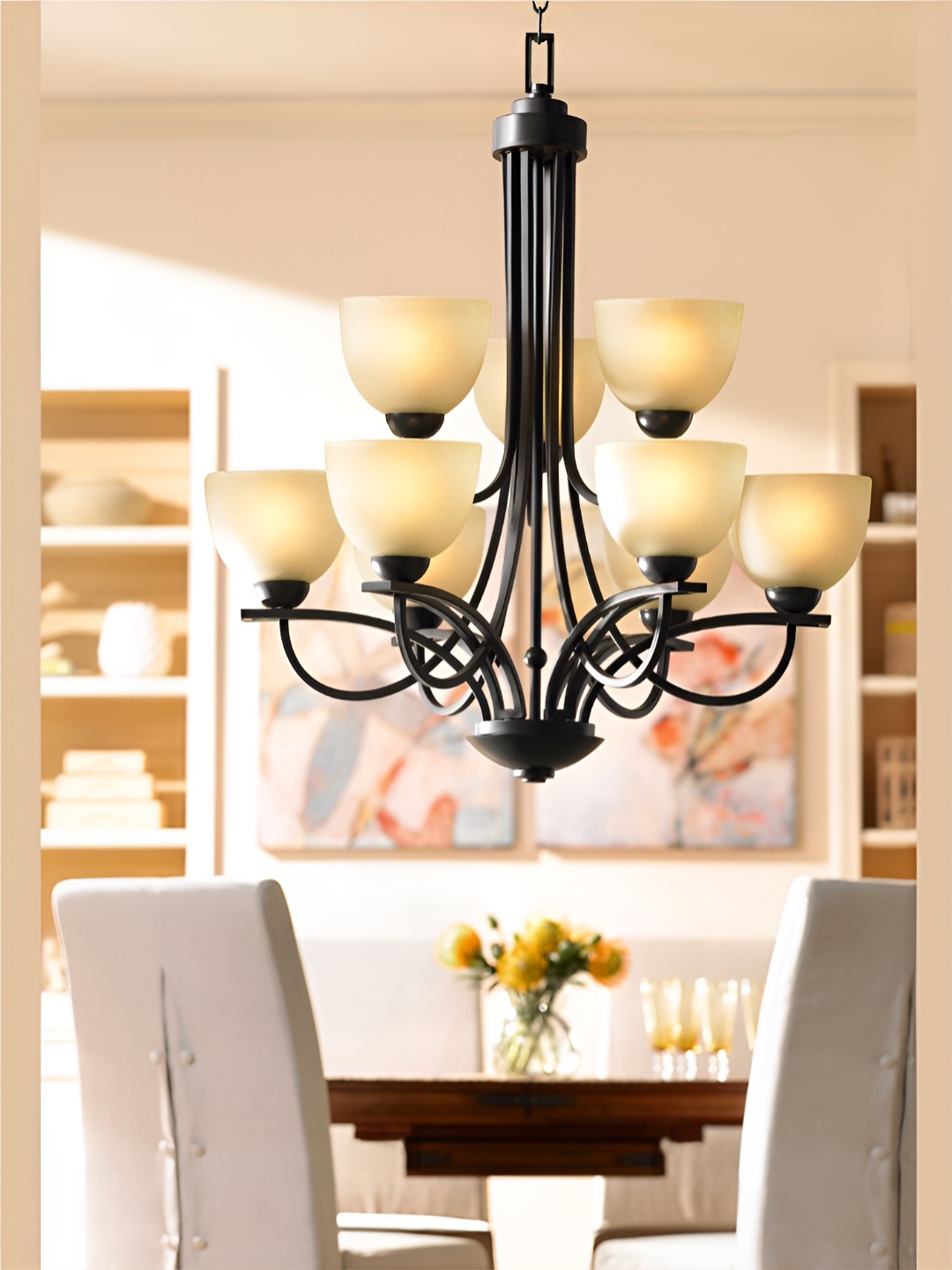 

The Art House Black & Beige Textured Abstract Shaped Aluminium Ceiling Lamp
