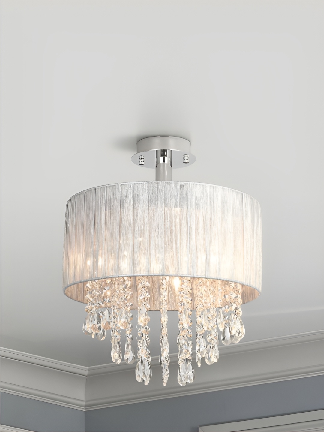 

The Art House Silver-Toned Textured Aluminium Ceiling Lamp